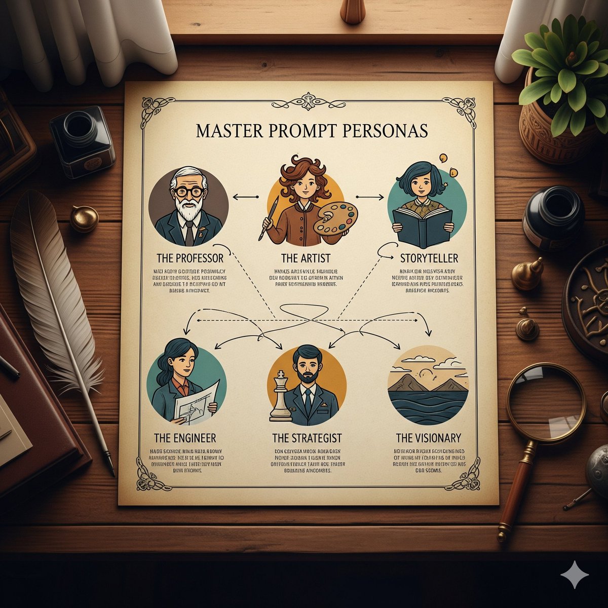 DataDecoder0's tweet image. Unlock your AI's full potential with a persona.  
🧠✨  
Choose the detail of The Professor or the creativity of The Artist for your prompts. Framing is key.  
#AI #PromptTips #GenerativeAI #FutureOfWork