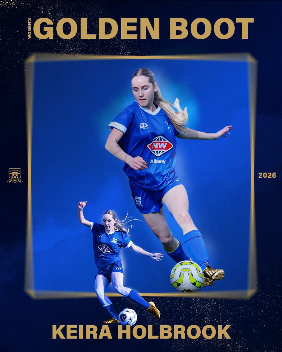 🏆 WOMEN'S GOLDEN BOOT 🔥

Congratulations Keira Holbrook on winning our Women's First Team Golden Boot award with 16 goals from the 21 games played. Keira also took out the NRF Women's League 1 Golden Boot with this massive achievement! Well done Keira 👏

#BlueWave 🌊