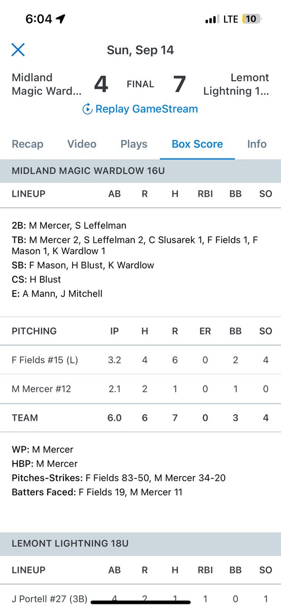 faithfields2027's tweet photo. Pitching stats from today! @daccwsb https://t.co/SQdLqxv5YV