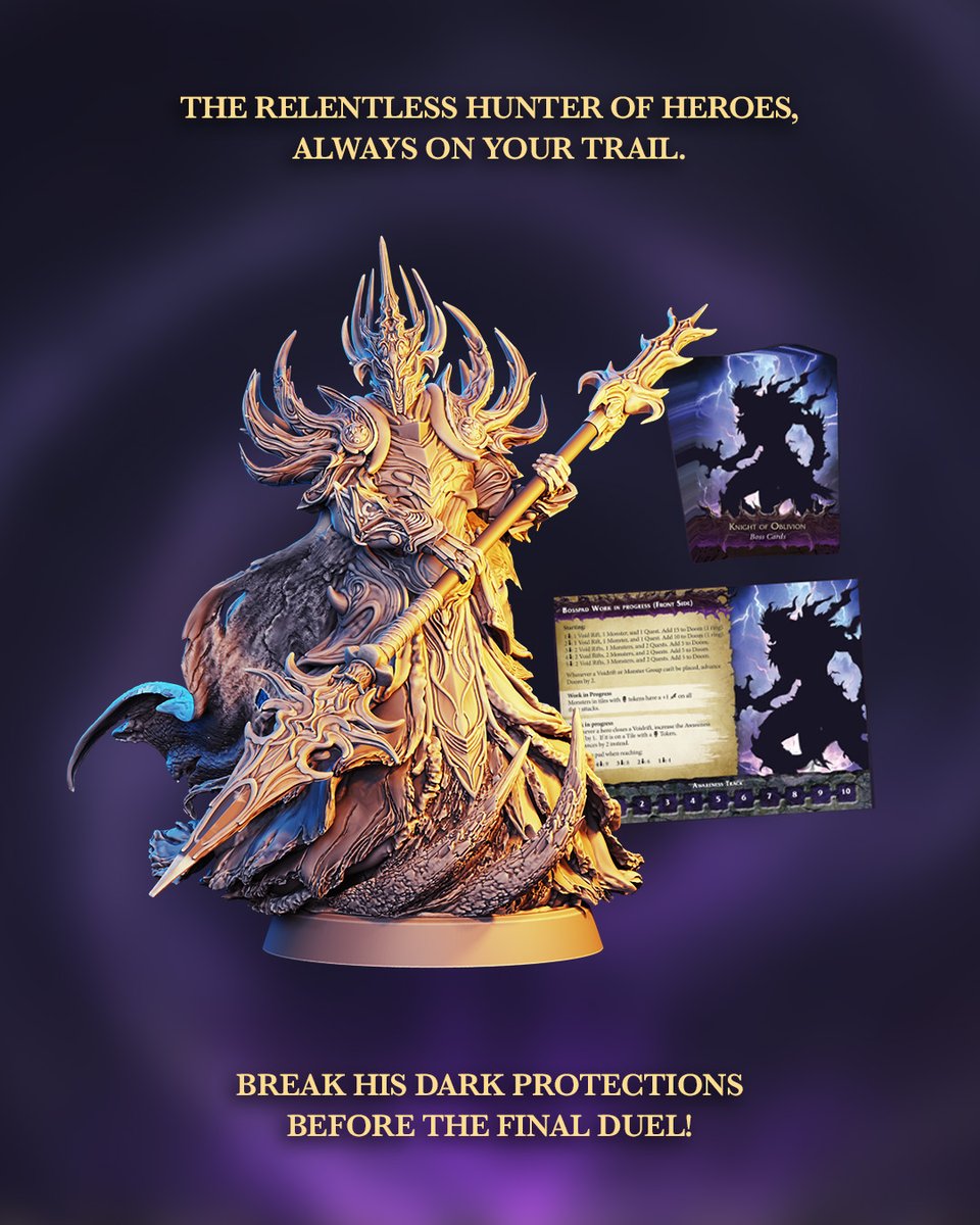 The Knight of Oblivion hunts you from the very start.

Impervious. Relentless. Unstoppable.

Defeat his minions to strip away his protections, then face him in a final duel where only victory or oblivion awaits.

👉 Discover more: gamefound.com/en/projects/dr…

#SpellriftLegends