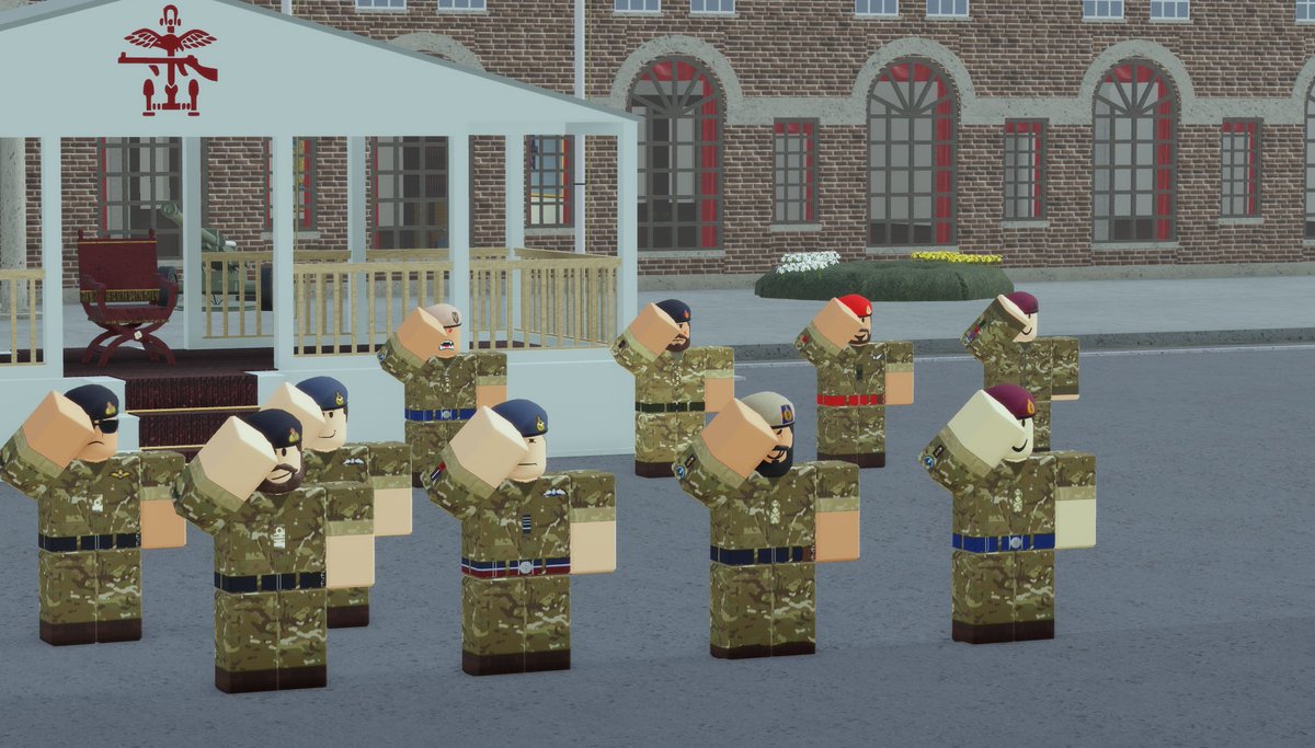 ModRoblox's tweet image. Today, the Chiefs of Staff Committee conducted an inspection of the British Armed Forces on Larkhill Parade Square, with all ranks formed in MTP shirt sleeve order.