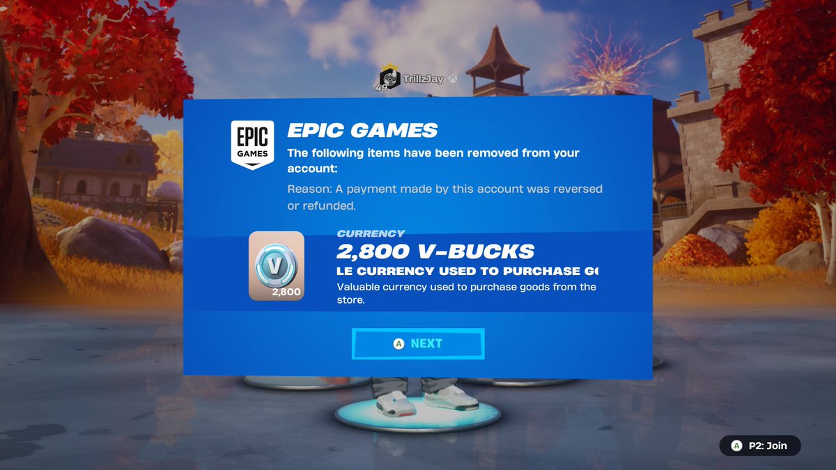 1TrillzJay's tweet photo. @FortniteStatus Hi.

My account was affected by the Xbox refund issue. I’ve contacted EG with proof &amp; they referred me to a post on this account. 
All the items removed were restored except for my 2,800 V-BUCKS. I want my V-BUCKS back or the value worth equal to that in $USD. https://t.co/nLrbcE9abf