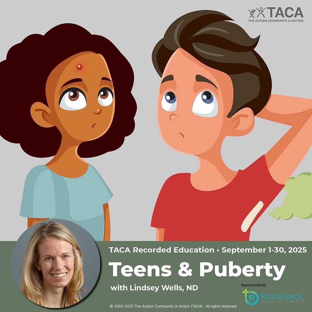Teens and Puberty with Lindsey Wells, ND 🤷‍♀️🤷

⏺️ RECORDED VIRTUAL EDUCATION EVENT
🗓️ September 1-30, 2025
tacanow.org/event/teens-an…
📲🖥️TACA website
tacanow.org

This session explores the unique challenges and changes that occur during puberty and beyond