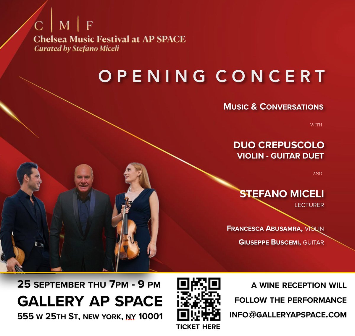 miceli_stefano's tweet photo. I’m delighted to anniubce the i auguration of a new festival : Chelsea Music Festival at AP Space Gallery on Thu. 25th of Sept. #stefanomiceli https://t.co/Fxr0GiQ8fi