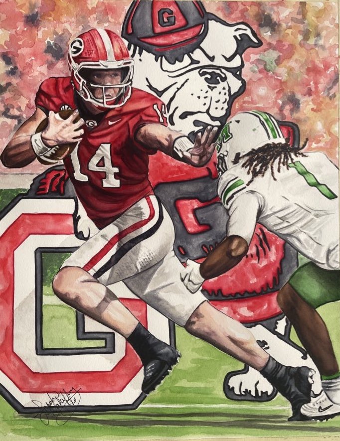 Fixed22's tweet image. So I got this little painting of a quarterback….  #GoDawgs