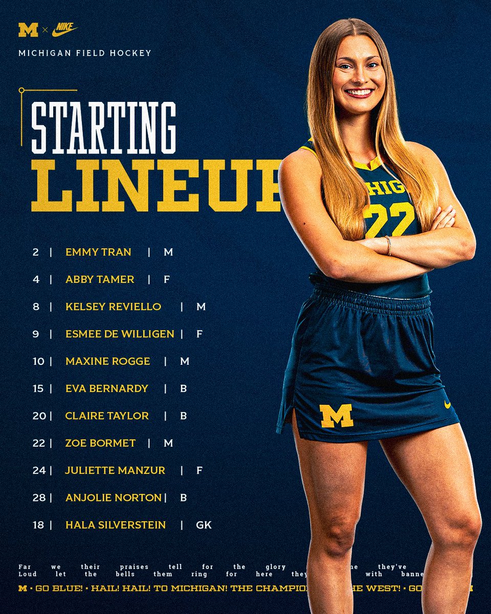 umichfldhockey's tweet photo. #GAME05 Starters.
Live Video >> https://t.co/LZjHNJE1IG
Live Stats >> https://t.co/FLuxV2dsUv https://t.co/qDFhIfMUnc