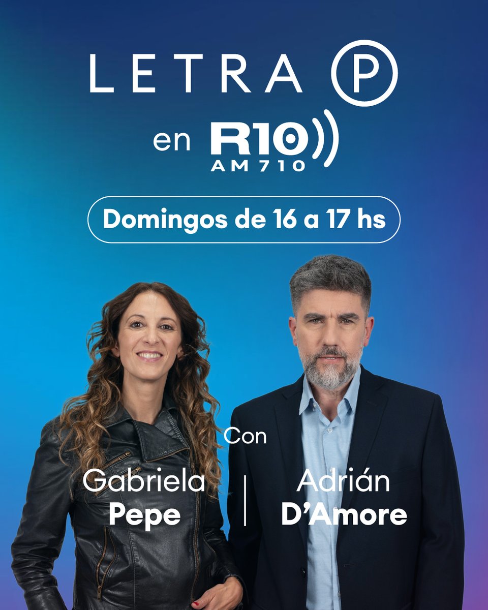 📻 Escuchá #LetraP en Radio 10

🕓 Todos los domingos desde las 16, periodismo político para entender el poder

🎙️ Con la conducción de <a href="/gabyspepe/">Gabriela Pepe ⭐️⭐️⭐️</a> y <a href="/DAmore_Ad/">Adrián D'Amore</a>

🔊 Poné la radio: radio10.com.ar | AM 710
