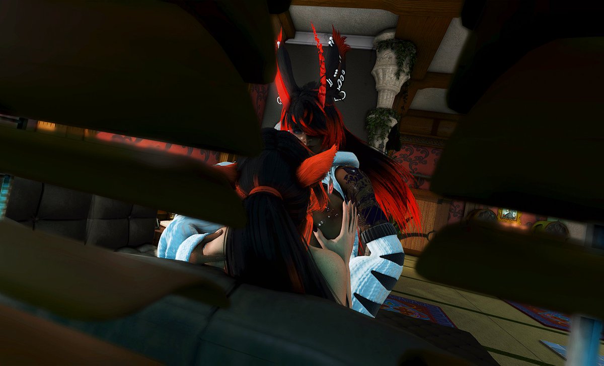 Two tall, long haired beauties moved in next door. Are they twins? lovers? Whatever they are, they are hot~ You find yourself spying in their window, you naughty peeping tom~ Her eyes make you think she noticed you, but she continues with a grin anyways.. with <a href="/chocobuncakexiv/">Khai the Bun (inactive/moved to bsky)</a>