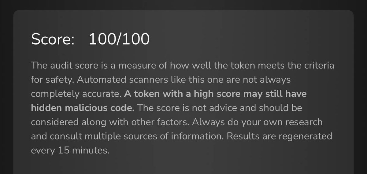 Token sniffer 100/100

tokensniffer.com/token/eth/0x69…