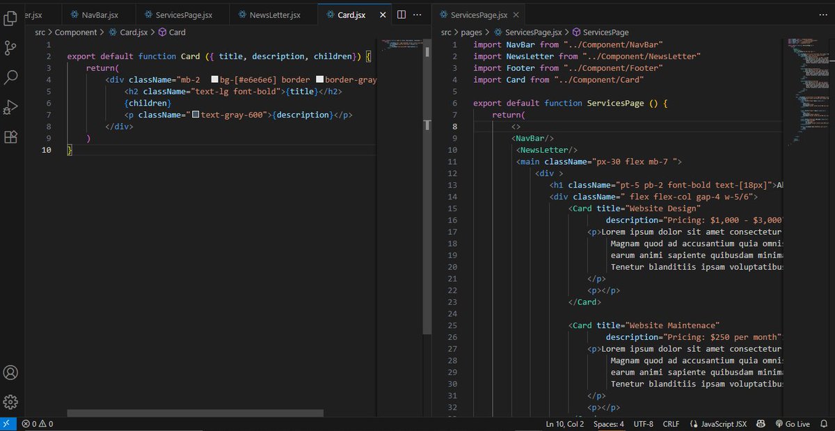 J_Tara_'s tweet image. Day 66 of #100DaysOfCode
Cloned a multi-page website today to practise reusable components (navbar, footer, card) and set up navigation with React Router.
#React #ReactRouter #100DaysOfCode #BuildInPublic