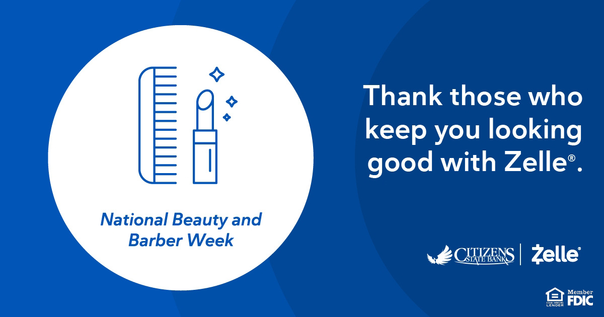 CSB_Indiana's tweet image. 💈💇🏽‍♀️💅🏽Support your local stylists, barbers, nail techs, makeup artists, and others in the beauty services industry this week. Send an extra tip to show your appreciation using @Zelle.
See how easy it is to use Zelle - hubs.ly/Q0334b9X0