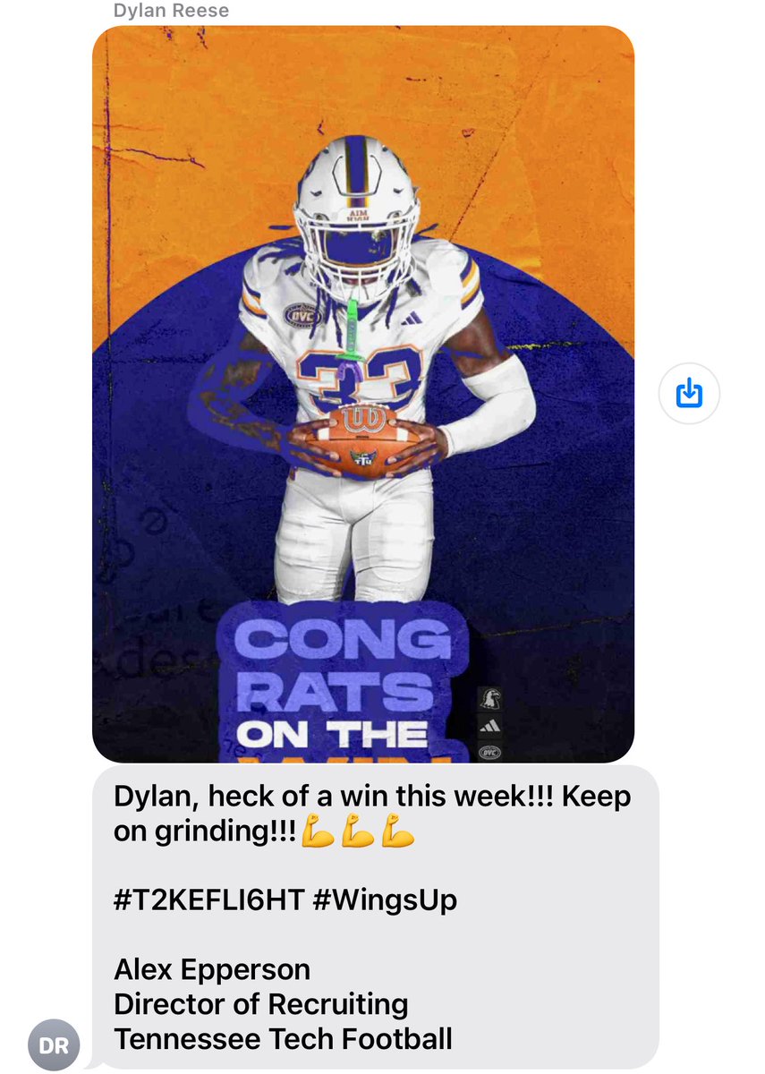 Dylan_Reese_'s tweet image. I really appreciate the love and support!  @alexepperson @TNTechFootball @AHParkerFootba1 @CoachWarren23 @mcgavin_conner @dprice_qb17