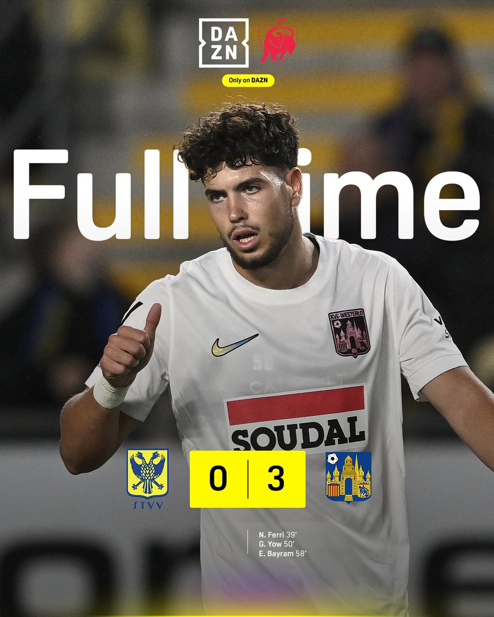 DAZN_BEFR's tweet photo. FT | Le KVC Westerlo inflige au STVV sa première défaite. 🐓🐥 #STVWES https://t.co/epQb4dq5aC