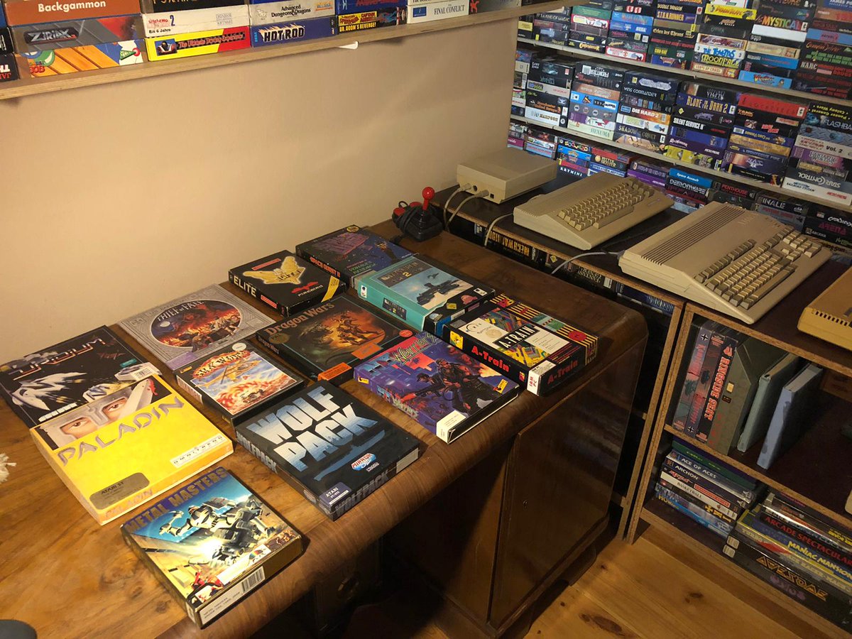 I went through my games collection and found some that I have more than once. So, the idea is to give them away in a simple raffle. The games are all in good condition, with the original box, disks and handbook. 

The games are: Uridium, Bard's Tale III, Elite (all for C64)...