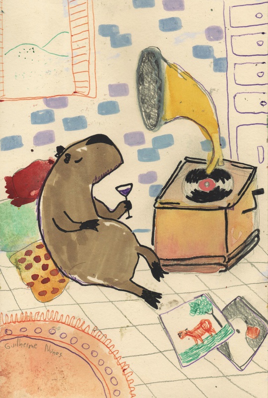 capybara listening to good music