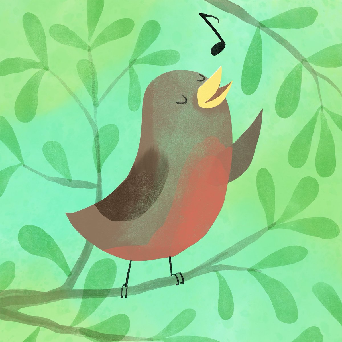 I hope you have a beautiful Sunday. 🎶🐦 #violetlemay #illustration #illustrator #kidlitart #picturebook #amwriting #birds #sunday #mbartists