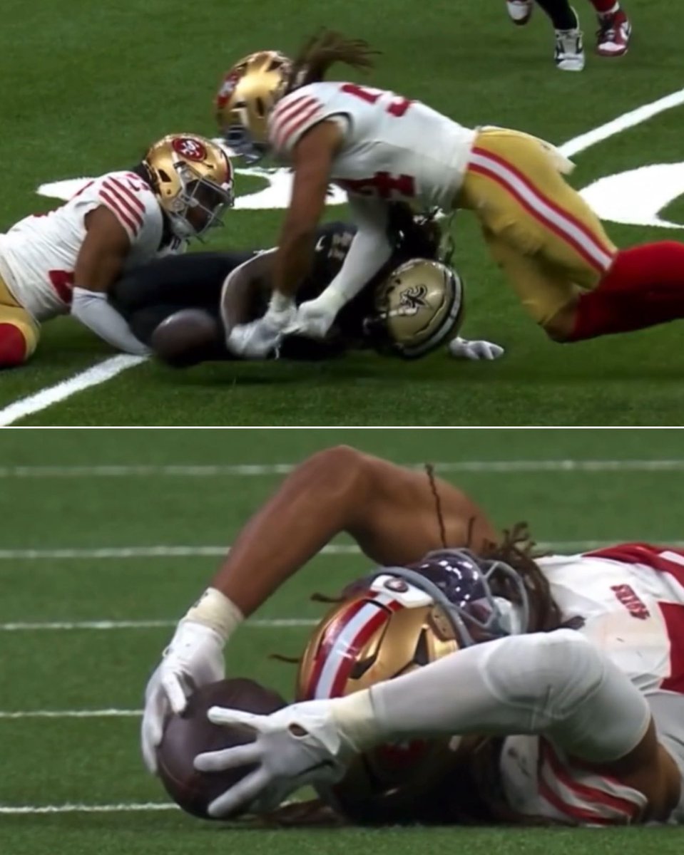 No player in the NFL is better at punching the ball out than #49ers Fred Warner 🥊