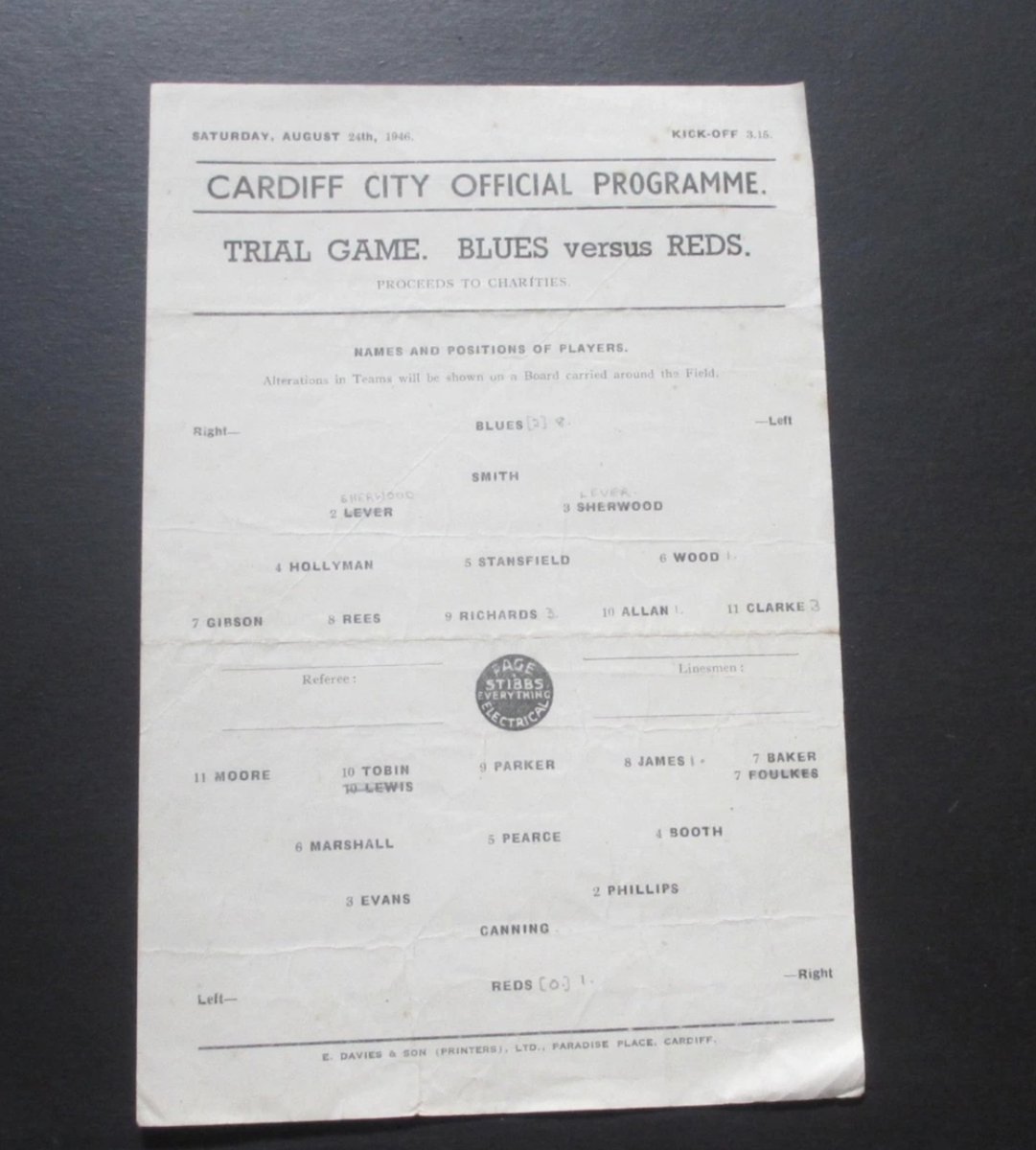 CCFCProgrammes's tweet image. Very happy to win this tonight. Exceptionally rare trial match from our championship winning season in 1946