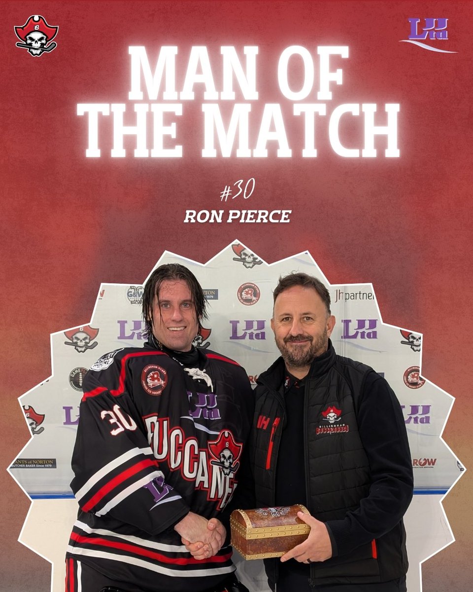 BuccaneersNIHL2's tweet photo. MAN OF THE MATCH ✨

☠️ 30 Pierce
🔥 88 Coney

#AllAboard #UpTheBuccaneers #UpTheBuccs #UTB #NIHL2 #IceHockeyUK #BillinghamBuccaneers #Teesside https://t.co/kDrEG04Fwn