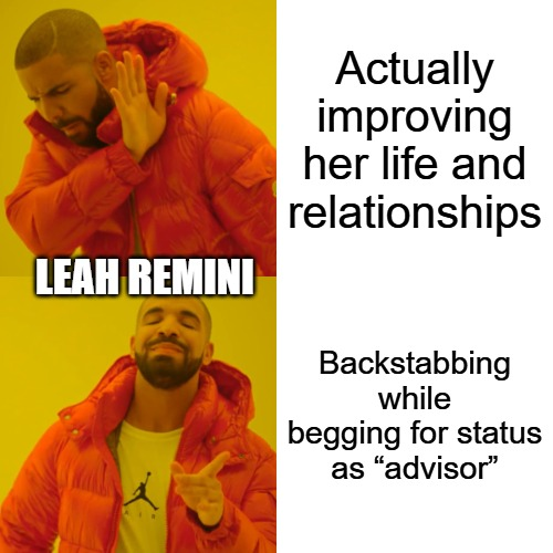 DanielRLeons's tweet photo. Leah Remini wanted to play “advisor to the leader” and ended up advising herself right out the door. https://t.co/QdAyJpn2SN