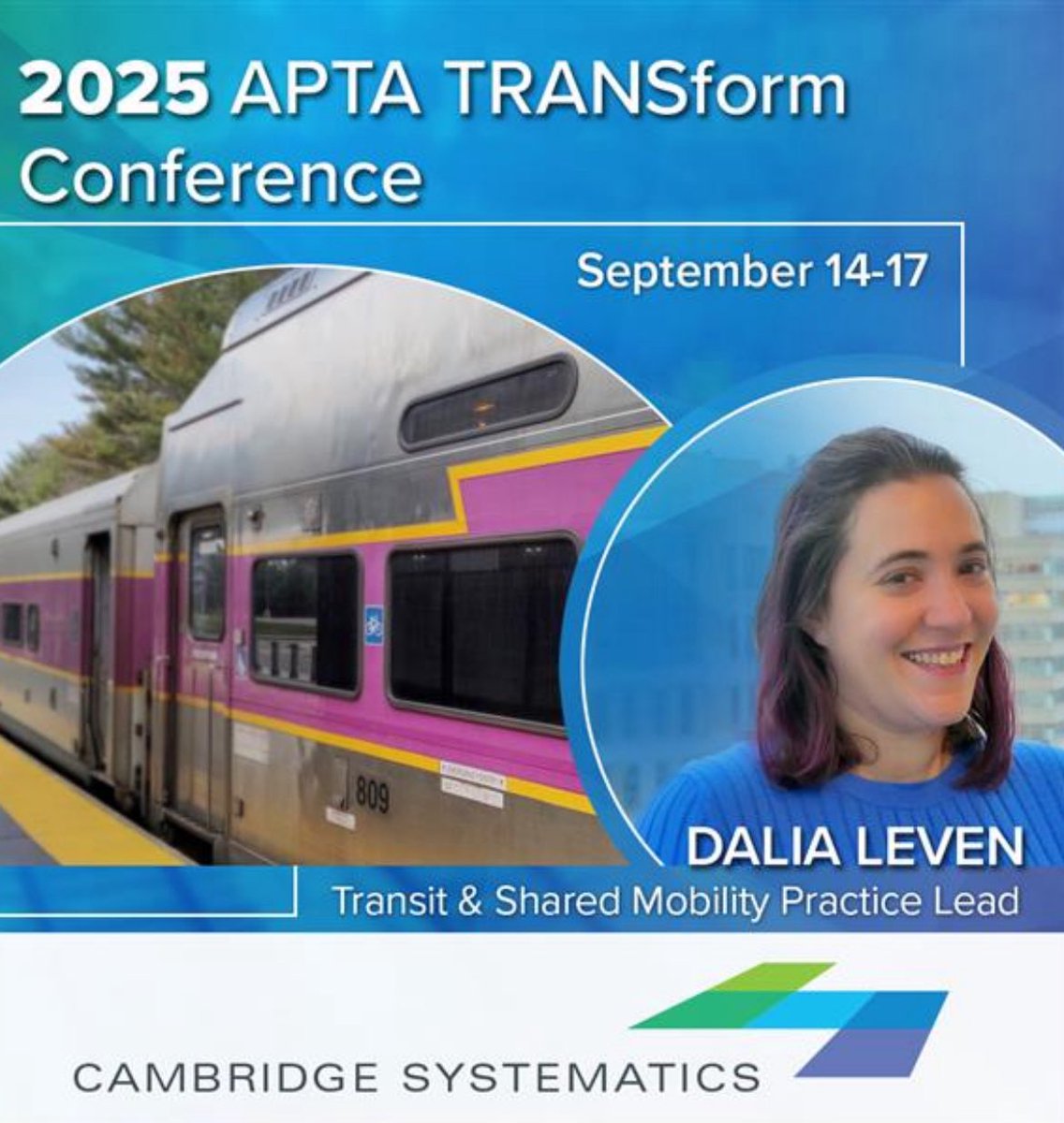 APTA Transform starts today! 🤝

Ask Dalia about transit system planning and her work on the WMATA Better Bus Network Redesign, a project that will be recognized at APTA TRANSform with the Outstanding Partnership in Public Transportation Award. 🏆