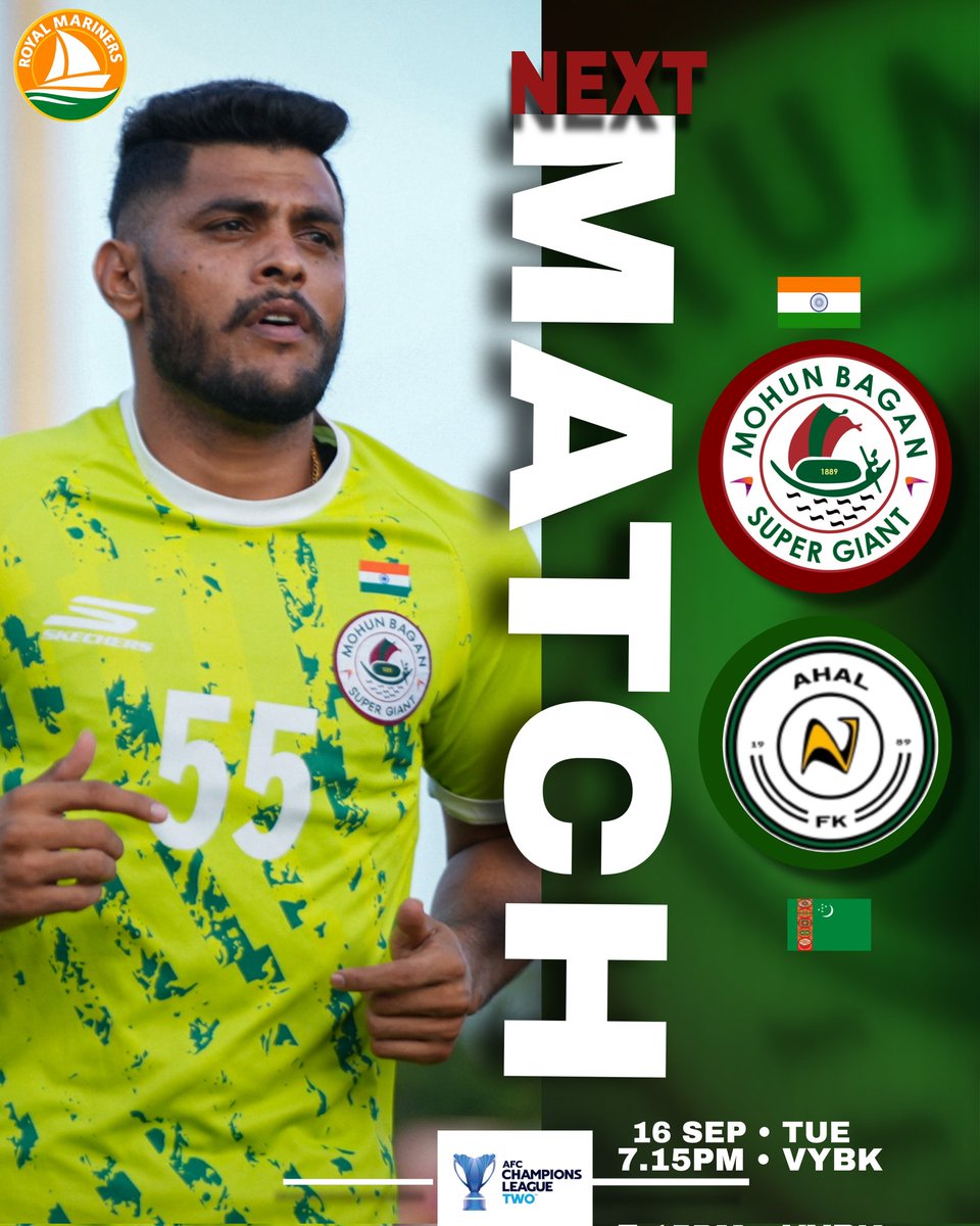MBXB1889's tweet photo. 🟢🇮🇳𝗔𝗖𝗟𝟮 𝗢𝗣𝗘𝗡𝗘𝗥🇮🇳🔴
Mohun Bagan SG carry India’s pride as they face 🇹🇲 Ahal FK at the iconic VYBK 🏟
#JoyMohunBagan #ACL2 #PrideOfIndia #MBfamily https://t.co/i7JncmADNZ