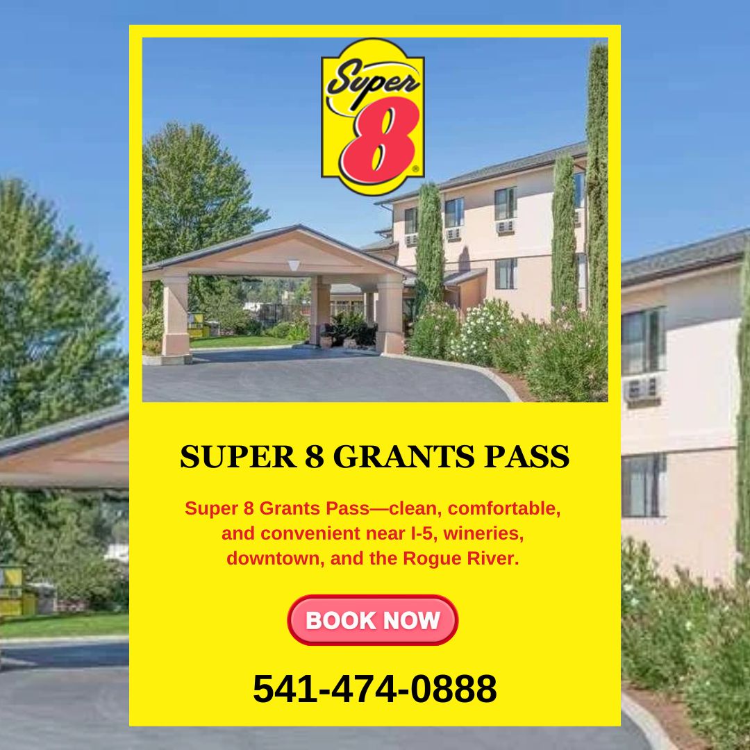 Stay near I-5, wineries, downtown, and the Rogue River! Comfortable rooms at great rates.
📞 Call: 541-474-0888
#Super8 #GrantsPass #ComfortableStay #RogueRiver #BookNow