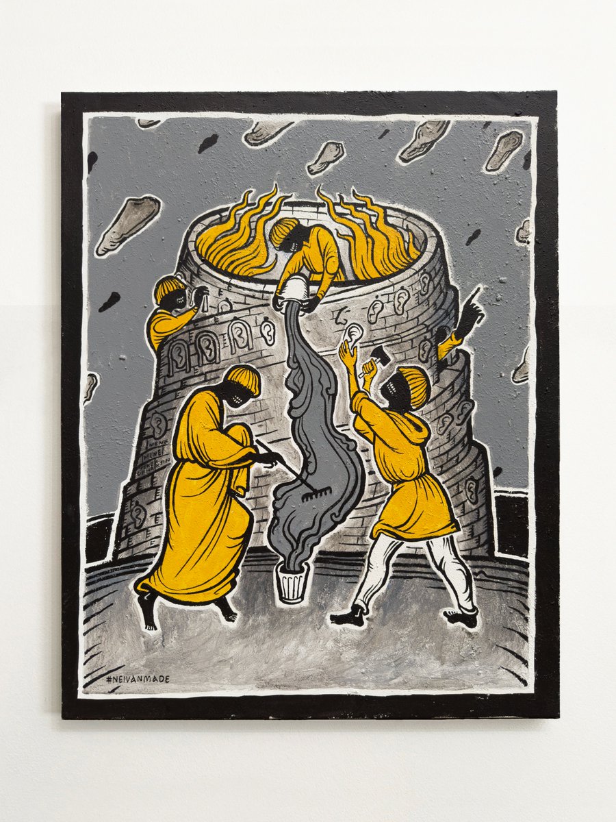 One of my paintings is in an auction to support the 13th Brigade of Operational Assignment of the National Guard of Ukraine “Khartiya.” 
The composition weaves together more than a dozen proverbial expressions, transforming them into a single surreal narrative centered on a