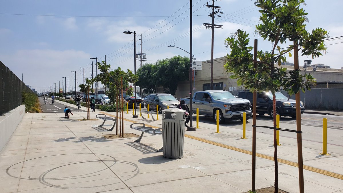militantangleno's tweet image. En route to #CicLAvia on the @metrolosangeles Rail To Rail Trail! Some purty CA #nativeplants still in bloom here! 
#SouthLA