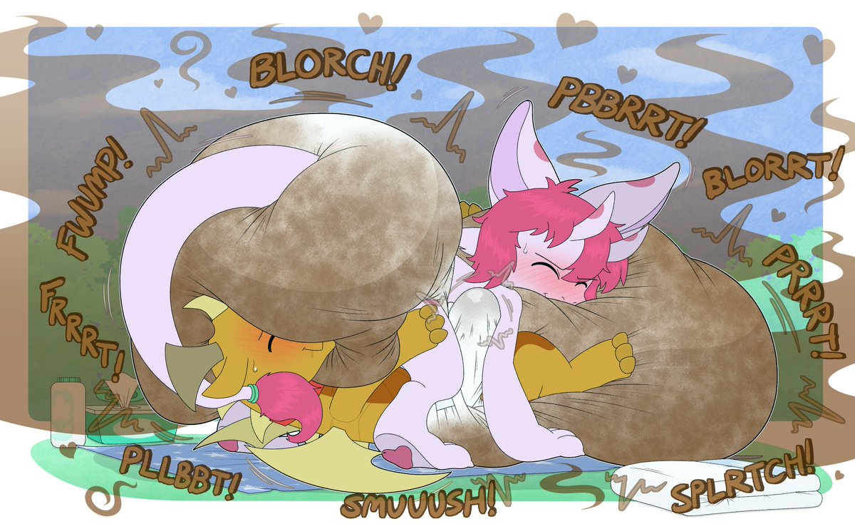 Colored Commission done for the very wonderful <a href="/Huggies_Hugger/">💢Ble💢</a> and Cobbles over on 🟦☁️!~