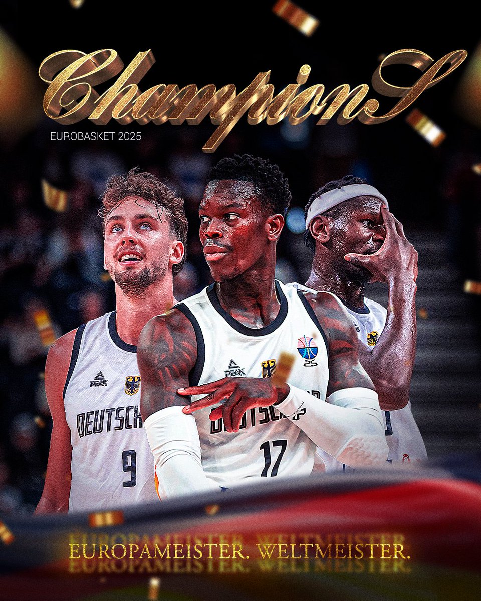 BasketNews_com's tweet photo. GERMANY OVERCOME UNDEFEATED TURKIYE TO WIN THEIR SECOND EVER #EUROBASKET 🔥🇩🇪 https://t.co/jGjLDjJ1XM