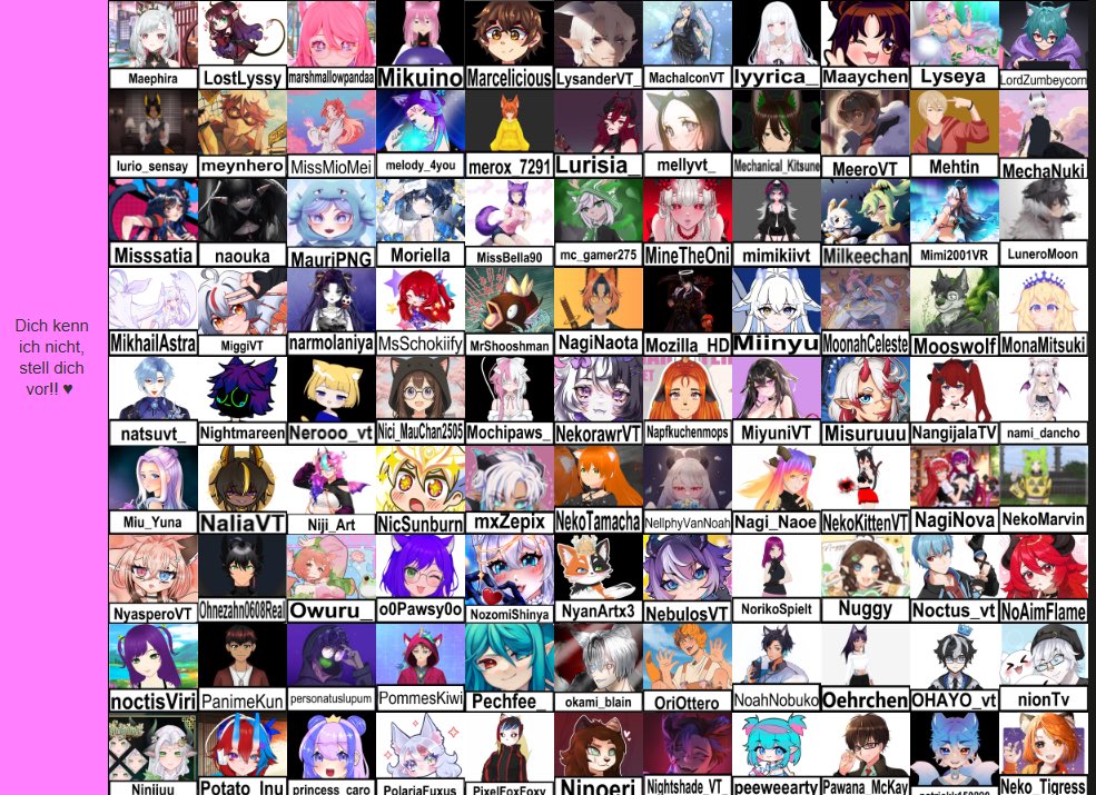 Habe btw die #gervtubertierlist2025 gemacht :3 

JEDEN DEN ICH NICHT KENNE: STELL DICH VOR!!! OWO 

Mir hätte <a href="/TheClumsyFellow/">Clumsy | German Vtuber (◍•ᴗ•◍)❤</a> noch gefehlt für nen Vorbild/Collab Spot, weil sie primär "schuld dran ist", dass ich Vtuber bin :3

#gervtuber #vtuber