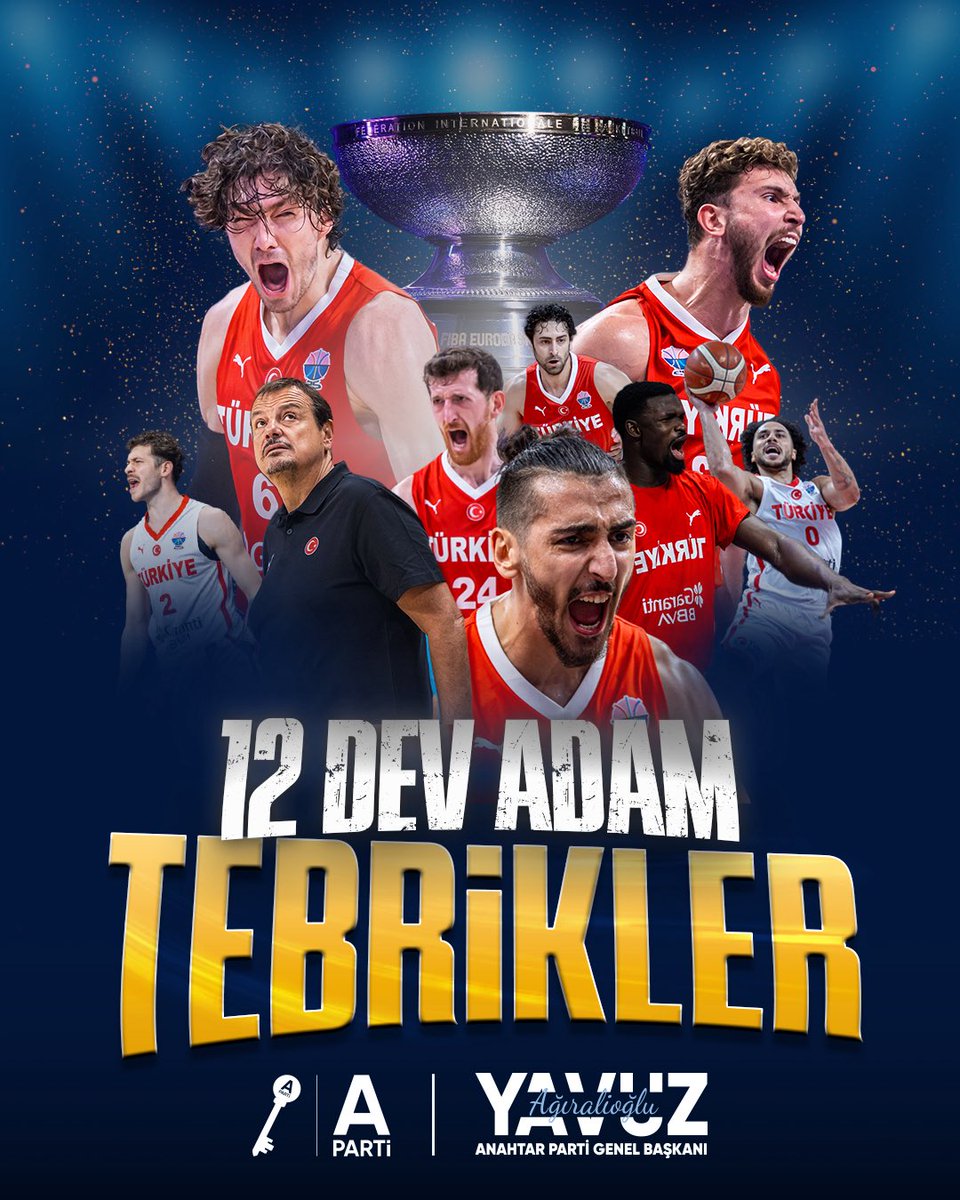 🇹🇷 Helâl olsun 12 Dev Adam!

Finalde kupayı alamadık belki ama yüreklerimizi kazandınız.
Azminiz, inancınız, mücadeleniz milletimize umut oldu, gençlerimize örnek oldu.

Avrupa ikinciliğiyle de olsa, ay yıldızlı formayı şerefle taşıdınız, milletimizin gururu oldunuz.

Bizim