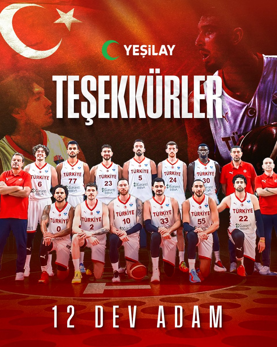 Kalbimizde şampiyonsunuz.💚

12 Dev Adam, FIBA EuroBasket 2025’te büyük bir mücadele ortaya koyarak Avrupa ikincisi oldu. 🥈🇹🇷

Türkiye sizinle gurur duyuyor! Teşekkürler 12 Dev Adam. 👏

#12DevAdam #EuroBasket #GururDuyuyoruz