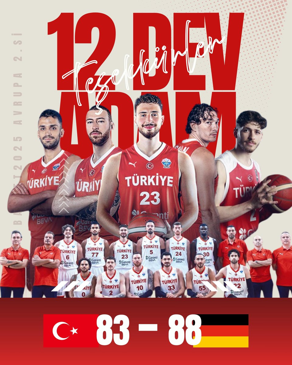 🏀 #12DevAdam Avrupa’nın zirvesinde ikinci!

🇹🇷Her saniye mücadele, her basket yürekten geldi.

Tebrikler çocuklar!👏

#GururlanTürkiye  #EuroBasket