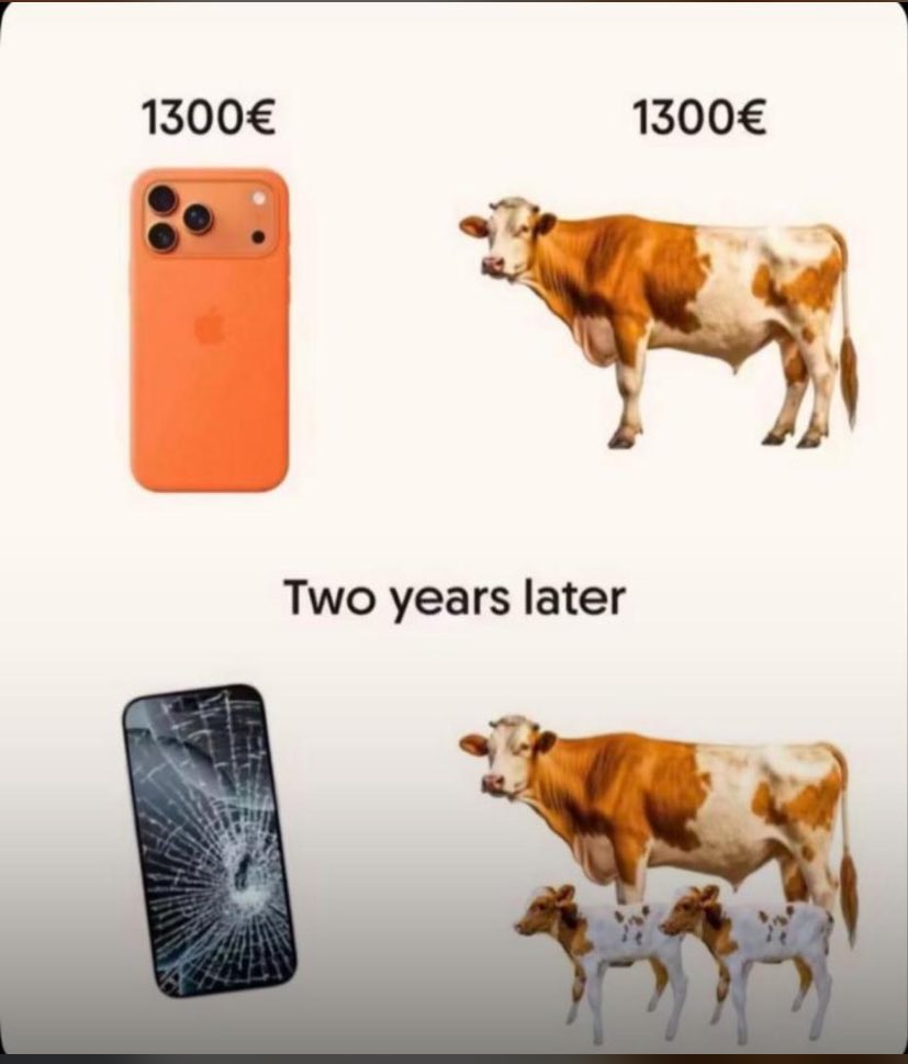 Forlafade's tweet photo. If your profits afford you such luxuries, by all means, go ahead and enjoy them. But if you’re still struggling to cover the basics, weigh your options carefully. 

“Sometimes the wise choice isn’t in what shines today, but in what grows tomorrow”

#ExponentialReturn 
#Iphone17 https://t.co/XCdg6ma7OH