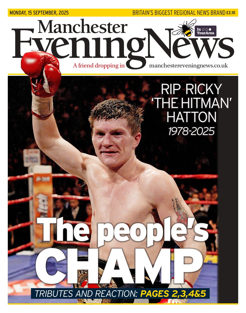 Our frontpage tomorrow.  Ricky Hatton:  The People's Champ #TomorrowsPapersToday