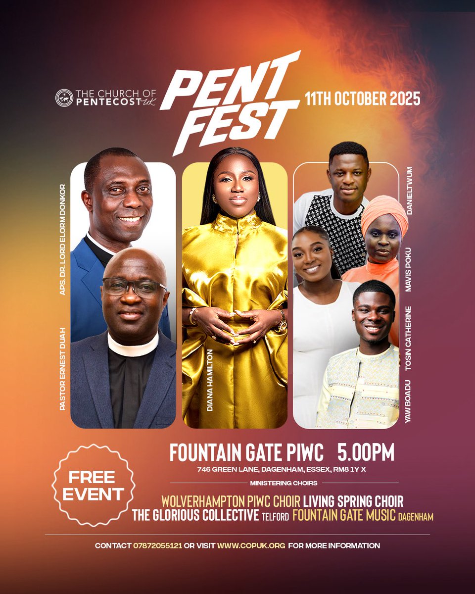 IT’S THAT TIME OF THE YEAR‼️
Join us for an evening of worship, joy and celebration as Pentfest returns.

PENTFEST 2025 🎤 
🗓️ Date: 11th October 2025
⏰ Time: From 5pm
📍Venue: 746 Green Lane, Dagenham RM8 1YX

This is an experience not to be missed🔥 

#copuk #pentfest