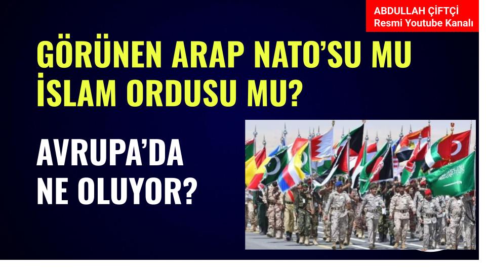 Arkadaşlar

Görünen Arap NATO'su mu?
İslam Ordusu mu?
Avrupa'da neler oluyor?

Detaylar Youtube kanalımda video sohbetinde

youtube.com/watch?v=25Lbj-…