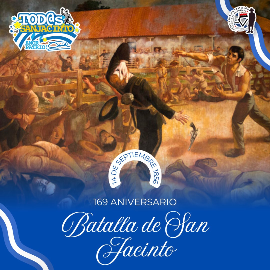 🇳🇮 Cada 14 de septiembre,  #Nicaragua conmemora la histórica batalla ocurrida en 1856, que tuvo como escenario la hacienda San Jacinto, en la que tropas del Ejército nicaragüense vencieron a las fuerzas del filibustero estadounidense William Walker ✊🏻

#TodosSanJacinto