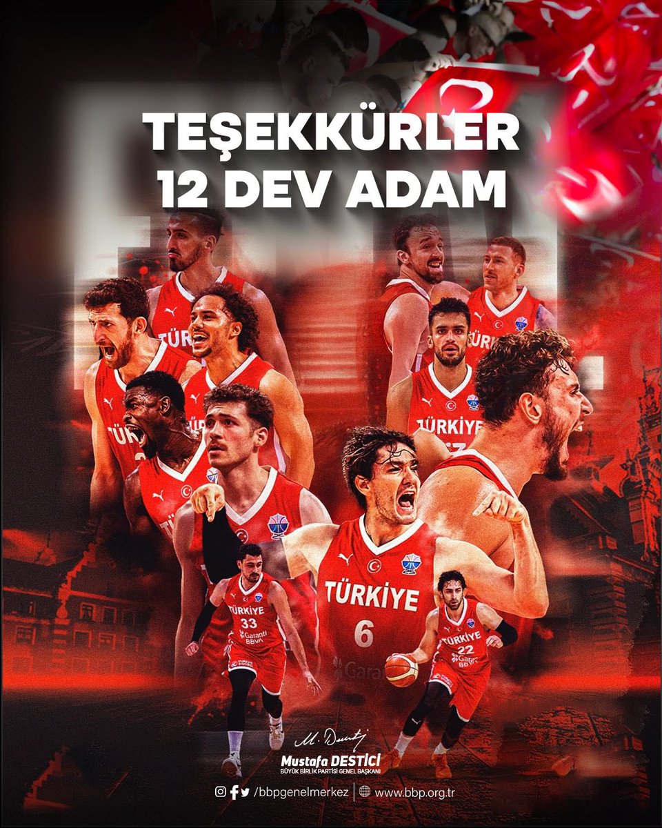 Riga’da düzenlenen FIBA 2025 Avrupa Şampiyonası finalinde gümüş madalya kazanarak Avrupa ikincisi olan 🥈A Millî Erkek Basketbol Takımımızı gönülden tebrik ediyorum.

Finale kadar gösterdikleri azim, inanç ve mücadeleyle milletimize büyük bir gurur yaşatan #12DevAdam’ımıza