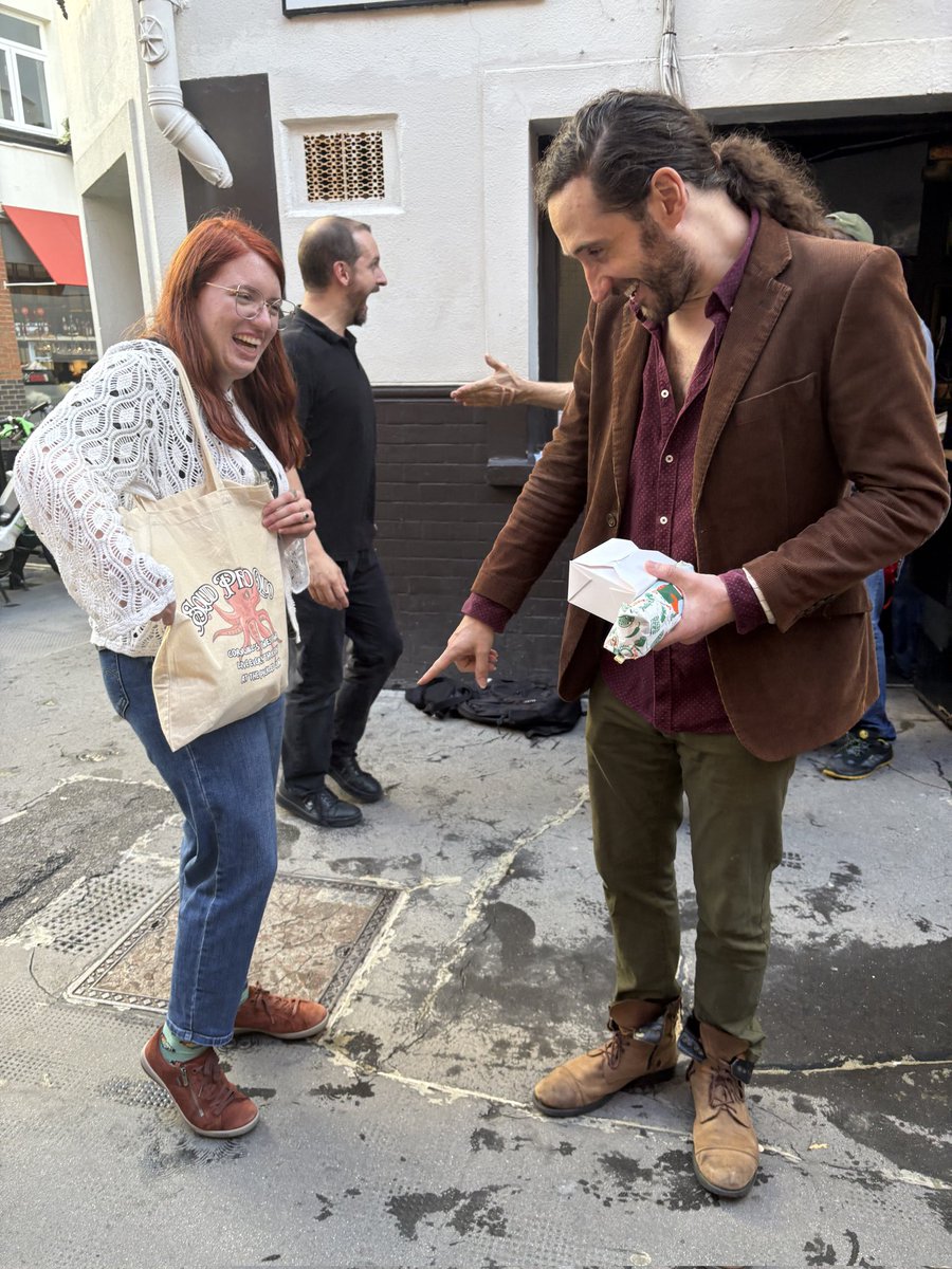 luciatonacci's tweet image. Sometimes it's just showing Captain Carrick the Squid Pro Quo band merch that you made for yourself 🐙