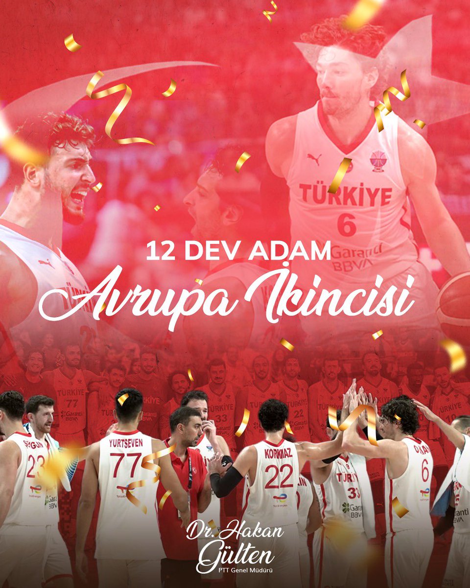 Teşekkürler #12DevAdam 🇹🇷

FIBA 2025 Avrupa Basketbol Şampiyonası’nda üstün bir mücadele ortaya koyarak Avrupa ikincisi olan A Millî Erkek Basketbol Takımımızı yürekten kutluyorum. 

Bu büyük başarıyı milletimize armağan eden tüm sporcularımızı ve teknik ekibimizi tebrik