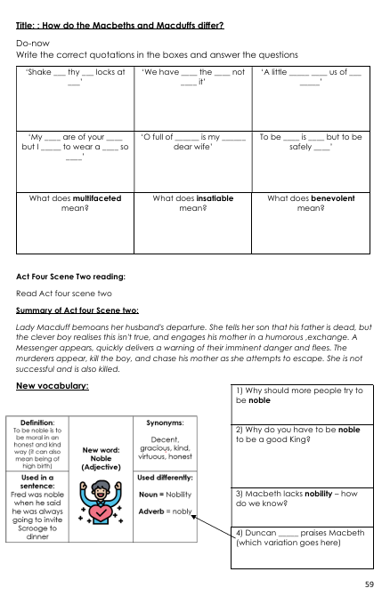 I have turned all our Macbeth lessons into a booklet - I just like having them for off-site pupils, anyone out of lesson etc. Sharing in case you are a booklety sort of school! It is literally just our powerpoints copied and pasted into booklet form :)
drive.google.com/drive/folders/…