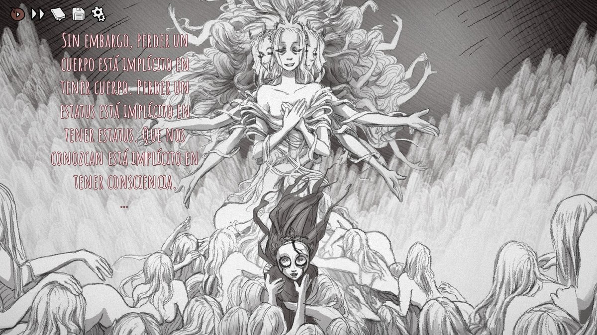 Stark_Kaira's tweet photo. Pero lo que más me flipa de todo es la forma en la que combina narrativa y filosofía: la princesa no solo habla, te confronta. Te lanza frases sobre identidad, poder, amor, miedo… frases que te remueven por dentro. #SlayPrincess https://t.co/NMvVHdF8Vx