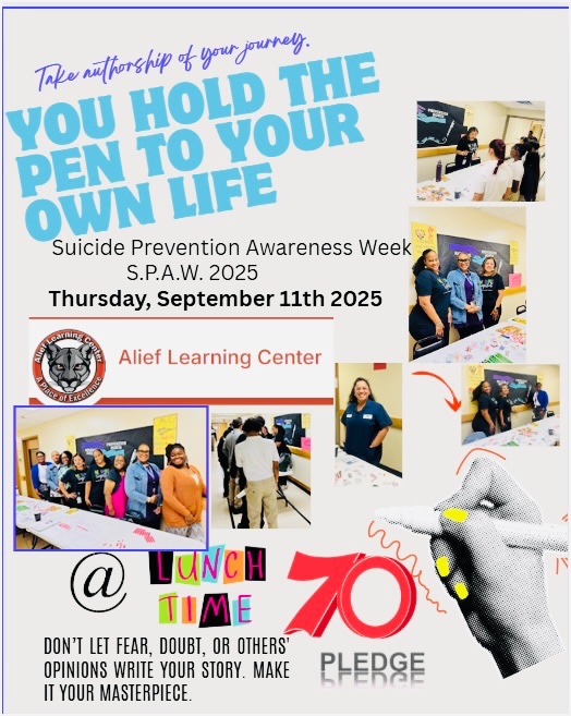 AliefCounseling's tweet image. Thursday at ALC’s S.P.A.W., students &amp;amp; staff showed they are the authors of their story—70 committed to keep writing theirs. Together, they created an amazing bulletin board that brings those stories to life. 💚 #AliefStrong #ChangeTheNarrative #SPAW