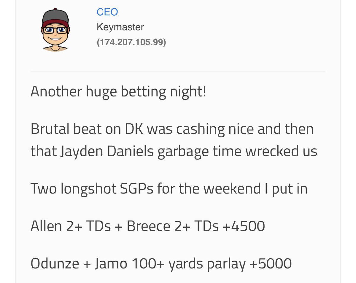 BenHossler's tweet photo. CASH THE FULL LADDER ✅💰

Odunze O45.5 yds -110 ✅
60+ +175 ✅
70+ +265 ✅
80+ +400 ✅
90+ +600 ✅
100+ +850 ✅

Plus this tasty little SGP I gave out earlier in the week. WHAT A DAY. Hopefully I made you some extra cash 🫡 https://t.co/CXlROWWB4O