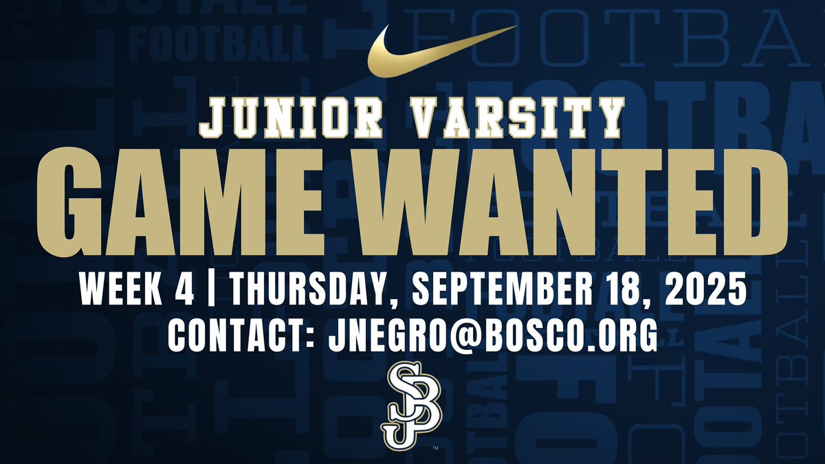JV Game Wanted this week.  We can either host or travel, so if you are interested please contact Coach Negro at jnegro@bosco.org.   Thank you for your consideration.  #GoBRAVES