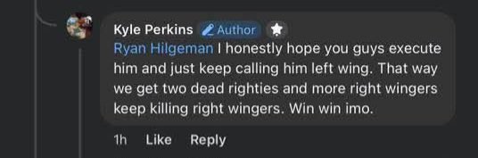 FightWorldXXX's tweet photo. @forcharliekirk1 Kyle Perkins from Dayton, Ohio. Runs a computer repair business. Continues to praise Charlie's death and hopes more right wingers get executed. https://t.co/v99WdM3Uug