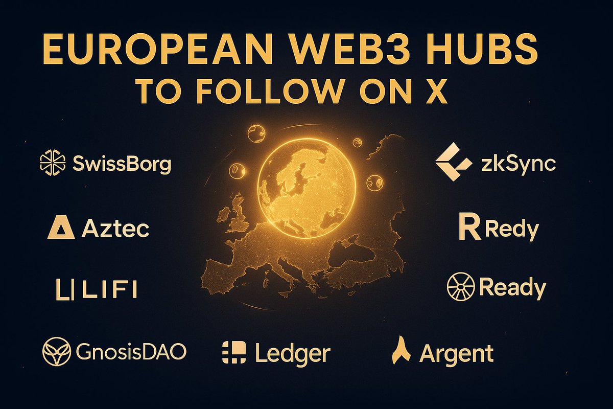 1/
🇪🇺 Europe is more than regulation — it’s a Web3 powerhouse.
From rollups to wallets, from DeFi infra to NFT platforms, these accounts show why Europe matters in crypto.
Here are 9 must-follow European Web3 hubs 🧵👇

#Web3 #Crypto #Europe